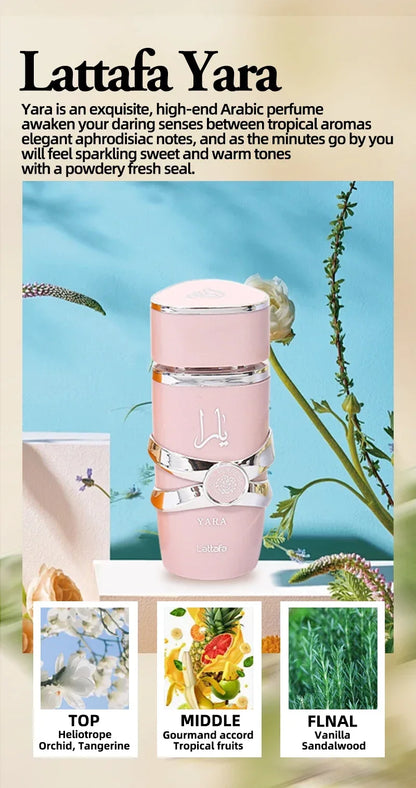 Eau De Parfum arabe Lattafa Yara Original, Parfum aux heromones Unisexe, 100 ml