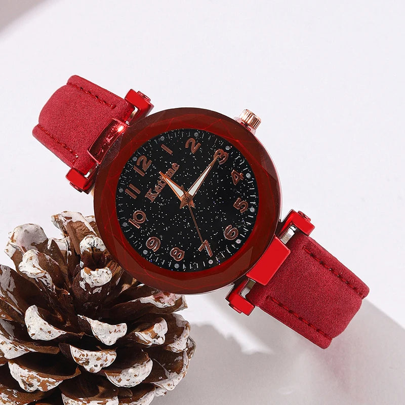 Montre-bracelet analogique en cuir pour femme, simple et décontractée,