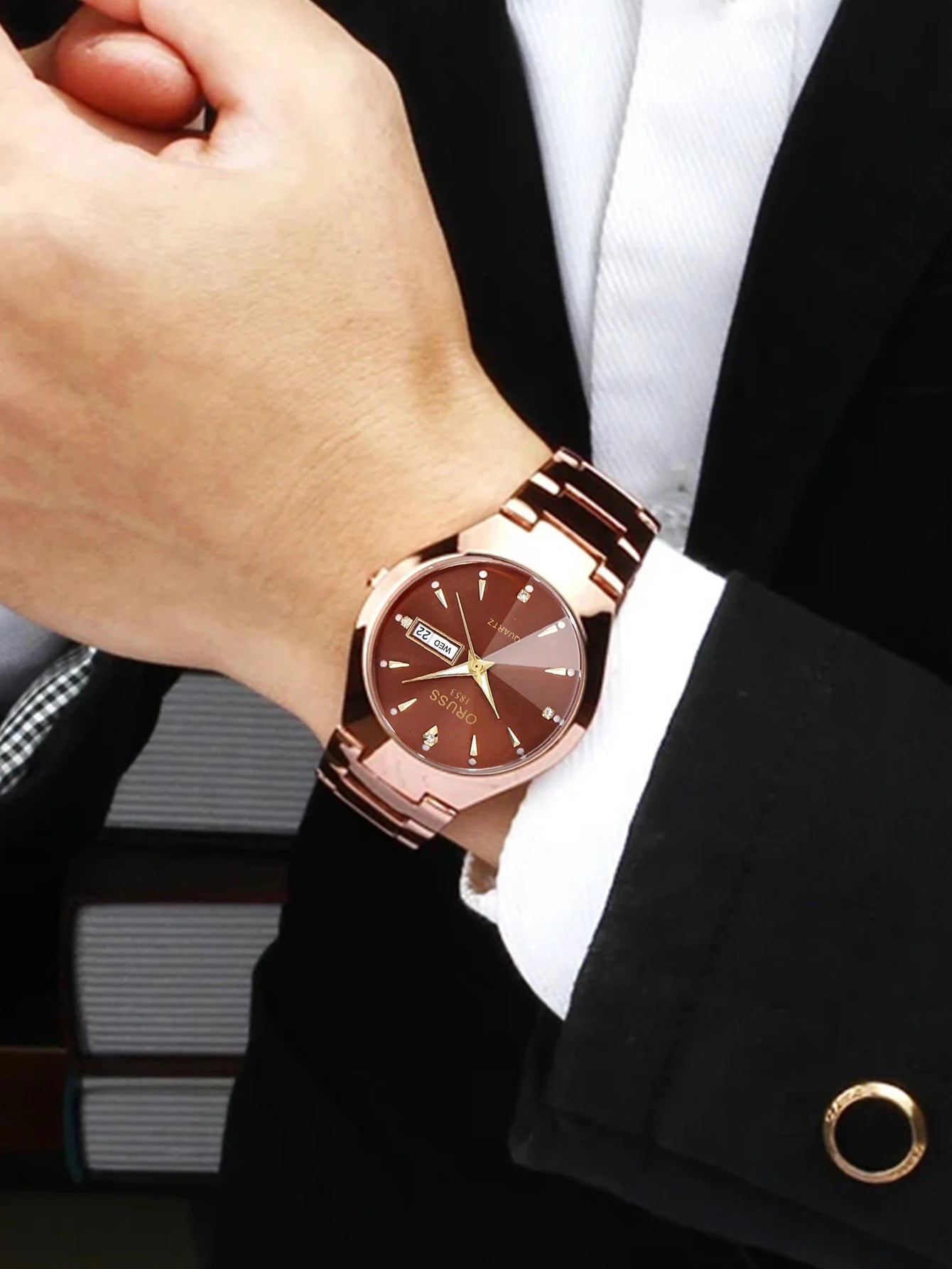 ORUSS-Montre de couple étanche pour hommes et femmes, quartz