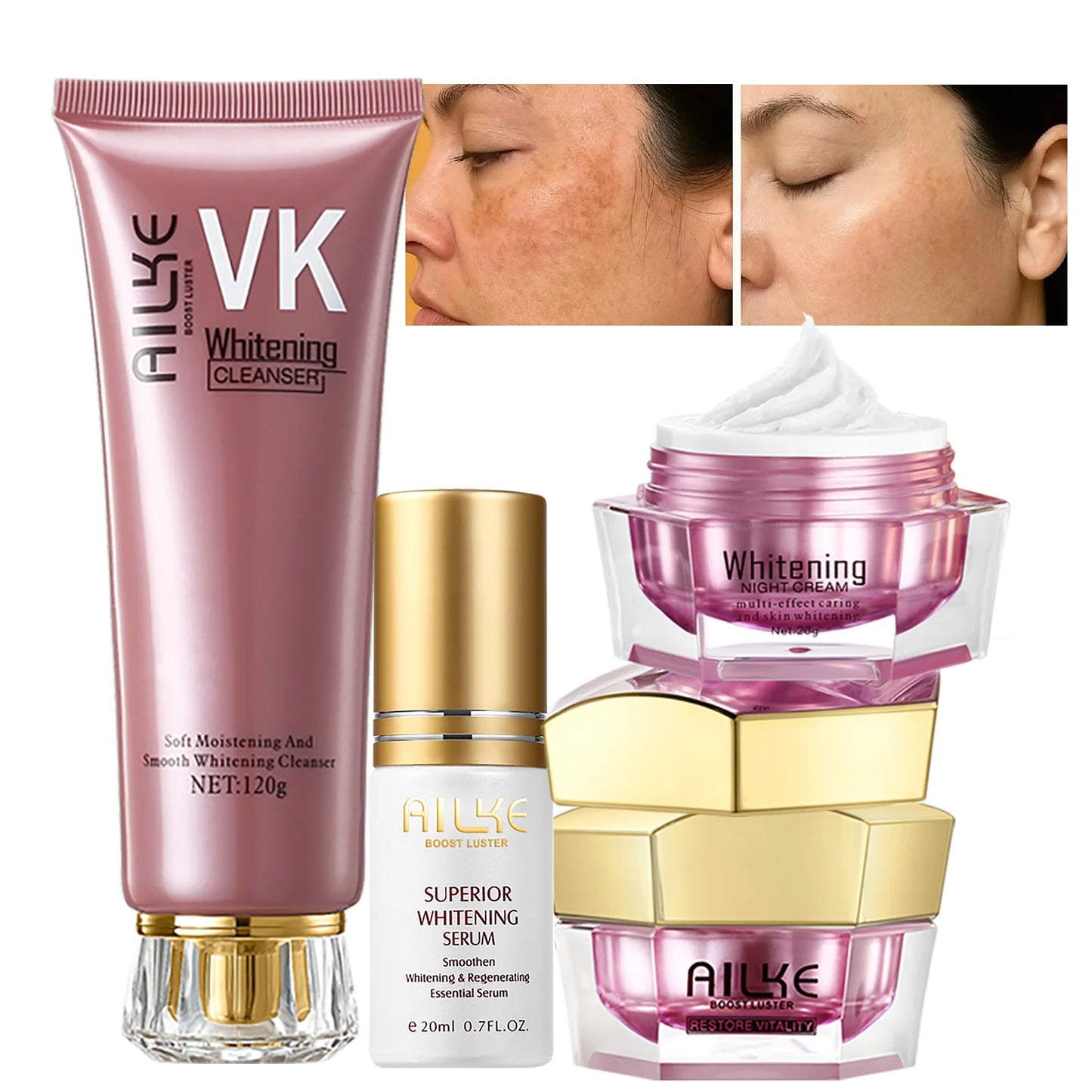 AILKE Ensemble de soins éclaircissants pour tous les types de peau, blanchissant