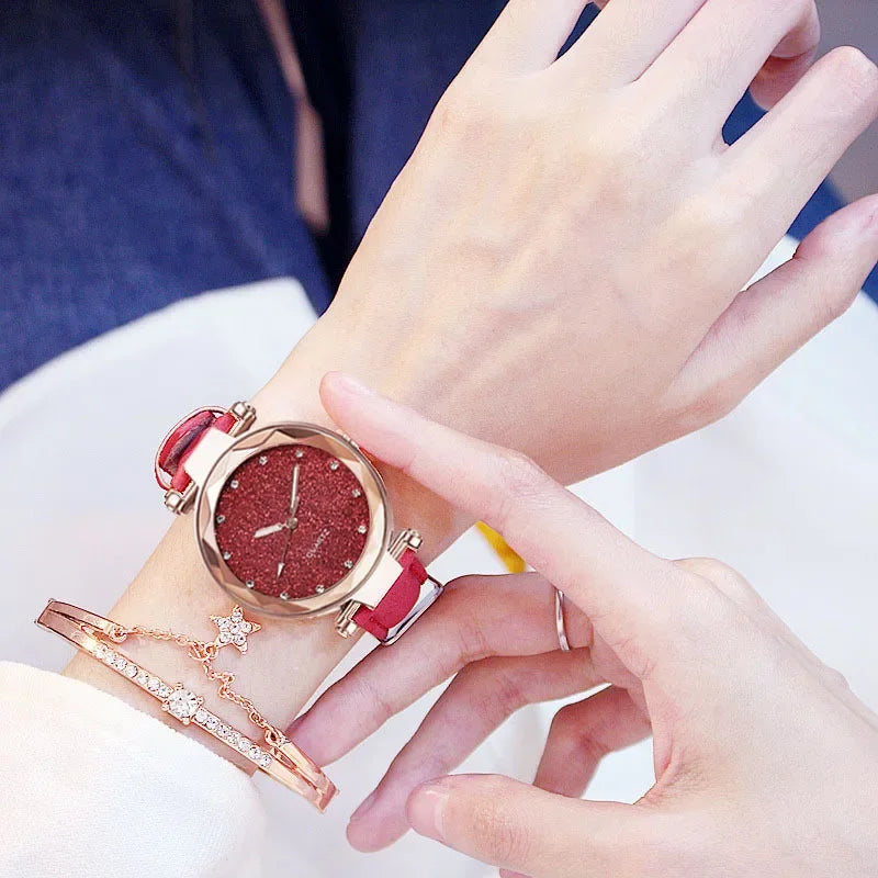 Montre-bracelet ciel étoilé avec biscuits pour femme