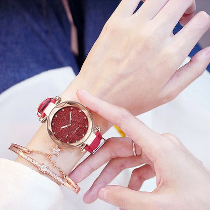 Montre-bracelet ciel étoilé avec biscuits pour femme