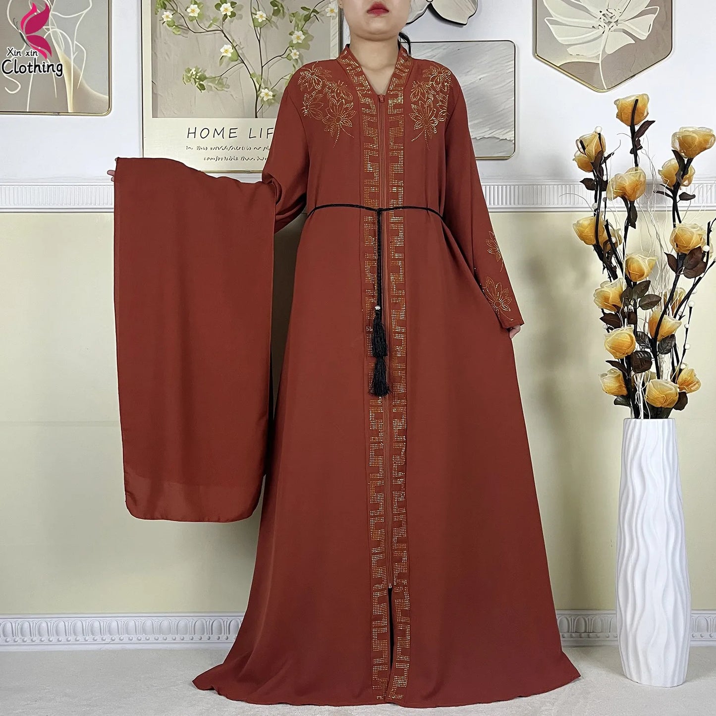 Nouveau Abayas pour femmes Robe à manches longues dubaï