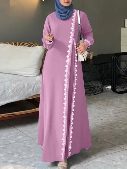 ZANZEA Robe en dentelle à manches longues pour femmes,