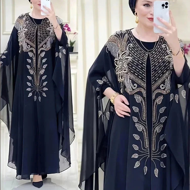 Abayas de Luxe en Mousseline de Soie pour Femme, Boubou, Caftan Marocain, Djellaba