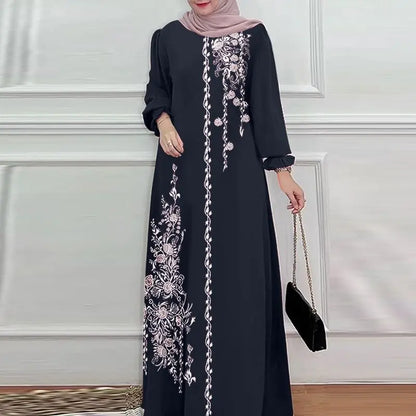 Femmes élégant imprimé fleuri Robe Maxi musulmane Abaya ZANZEA