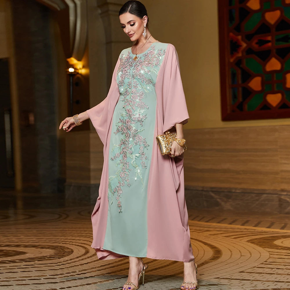 Caftan marocain avec manches chauve-souris, Djellaba de Dubaï