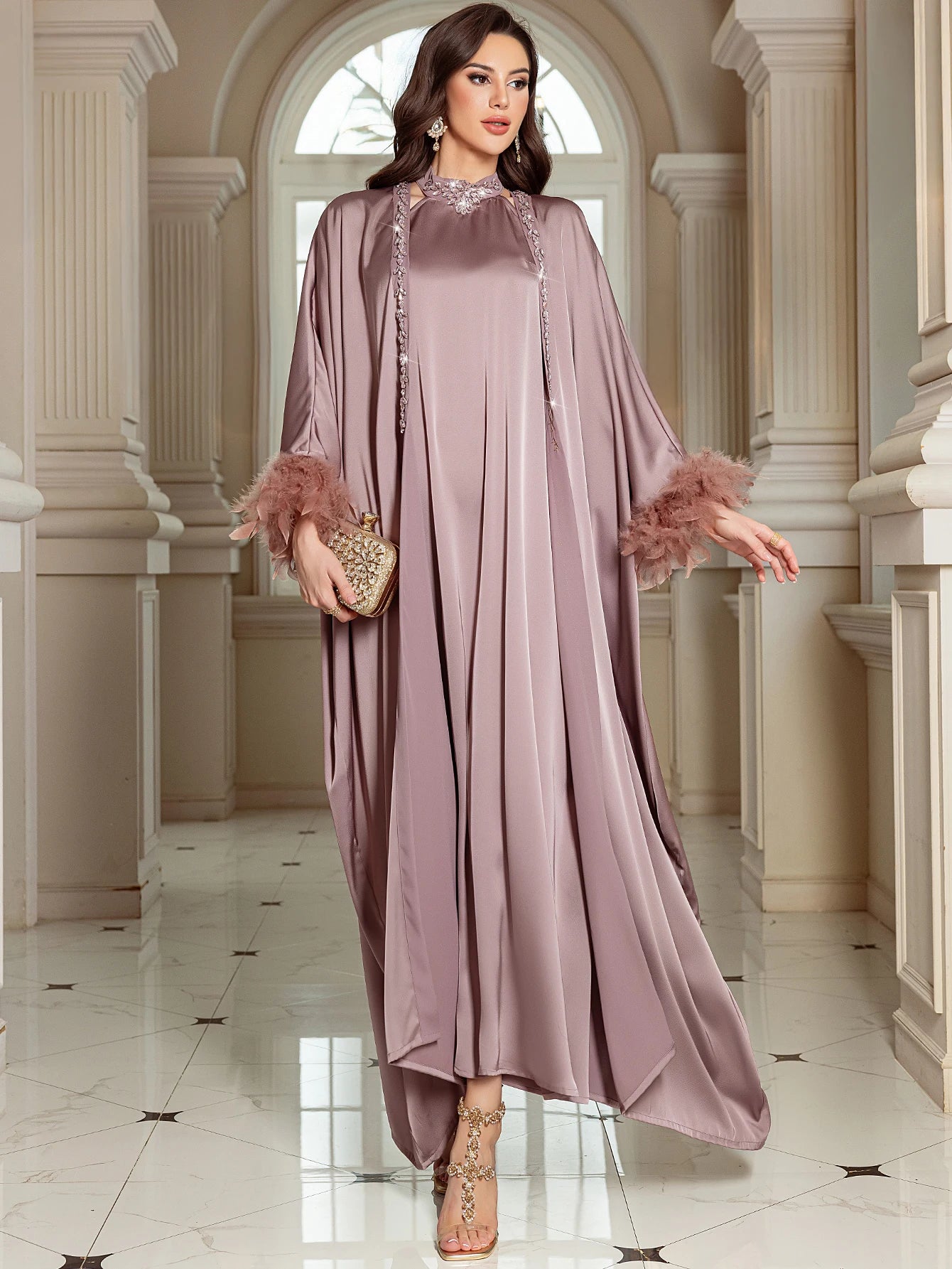 Abayas de luxe pour femmes, Cardigan Kimono en Satin