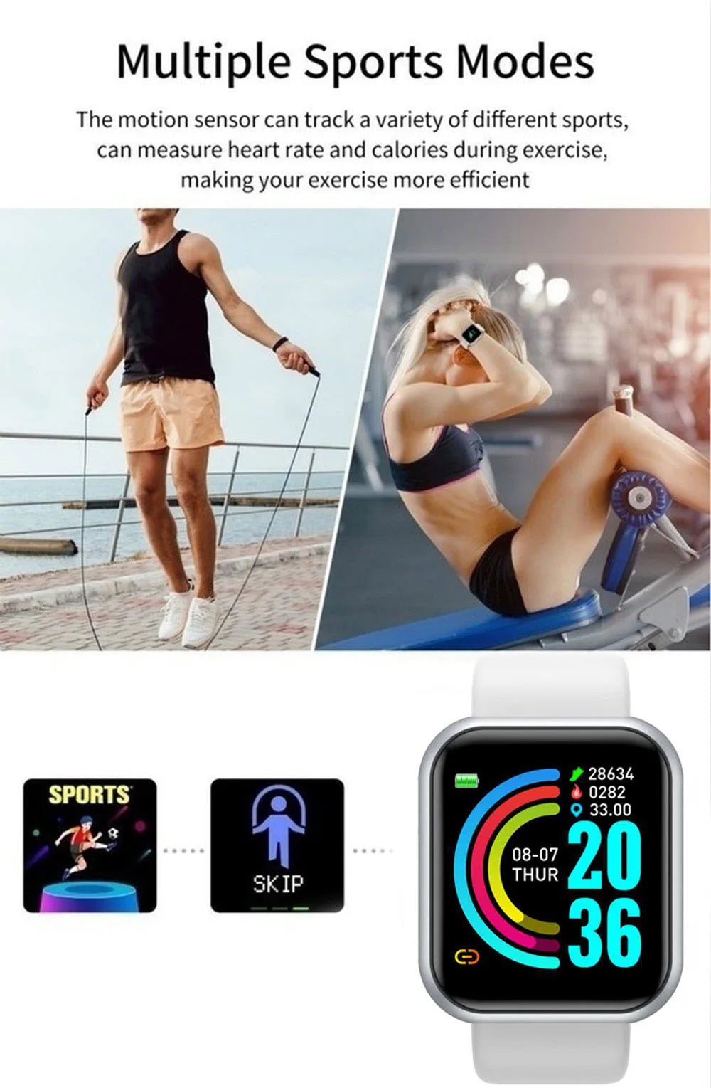 Montre-bracelet connectée pour hommes et femmes,
