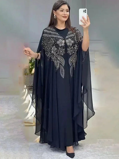 Abayas de Luxe en Mousseline de Soie pour Femme, Boubou, Caftan Marocain, Djellaba