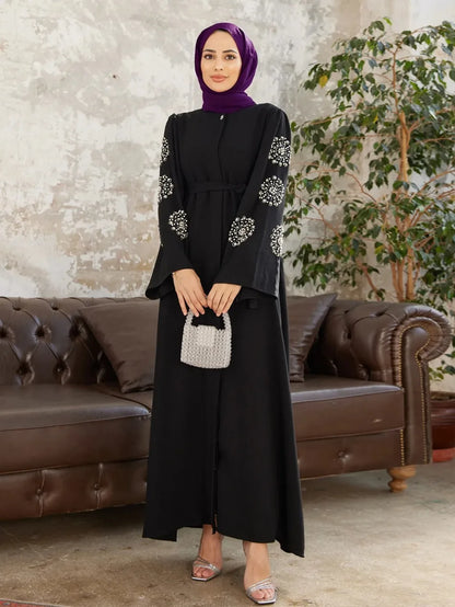 Abaya pour femmes de Dubaï, robe maxi perlée, Kaftan turc
