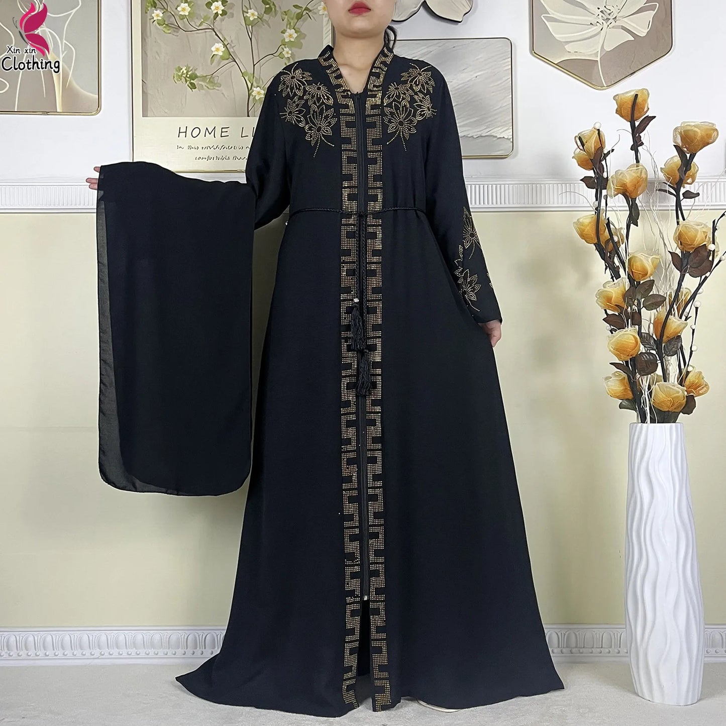 Nouveau Abayas pour femmes Robe à manches longues dubaï