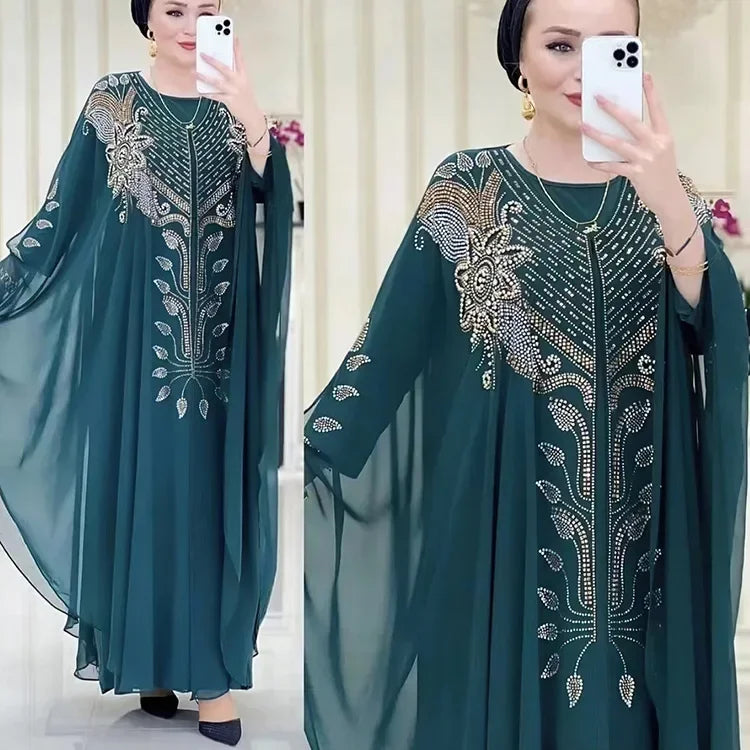 Abayas de Luxe en Mousseline de Soie pour Femme, Boubou, Caftan Marocain, Djellaba