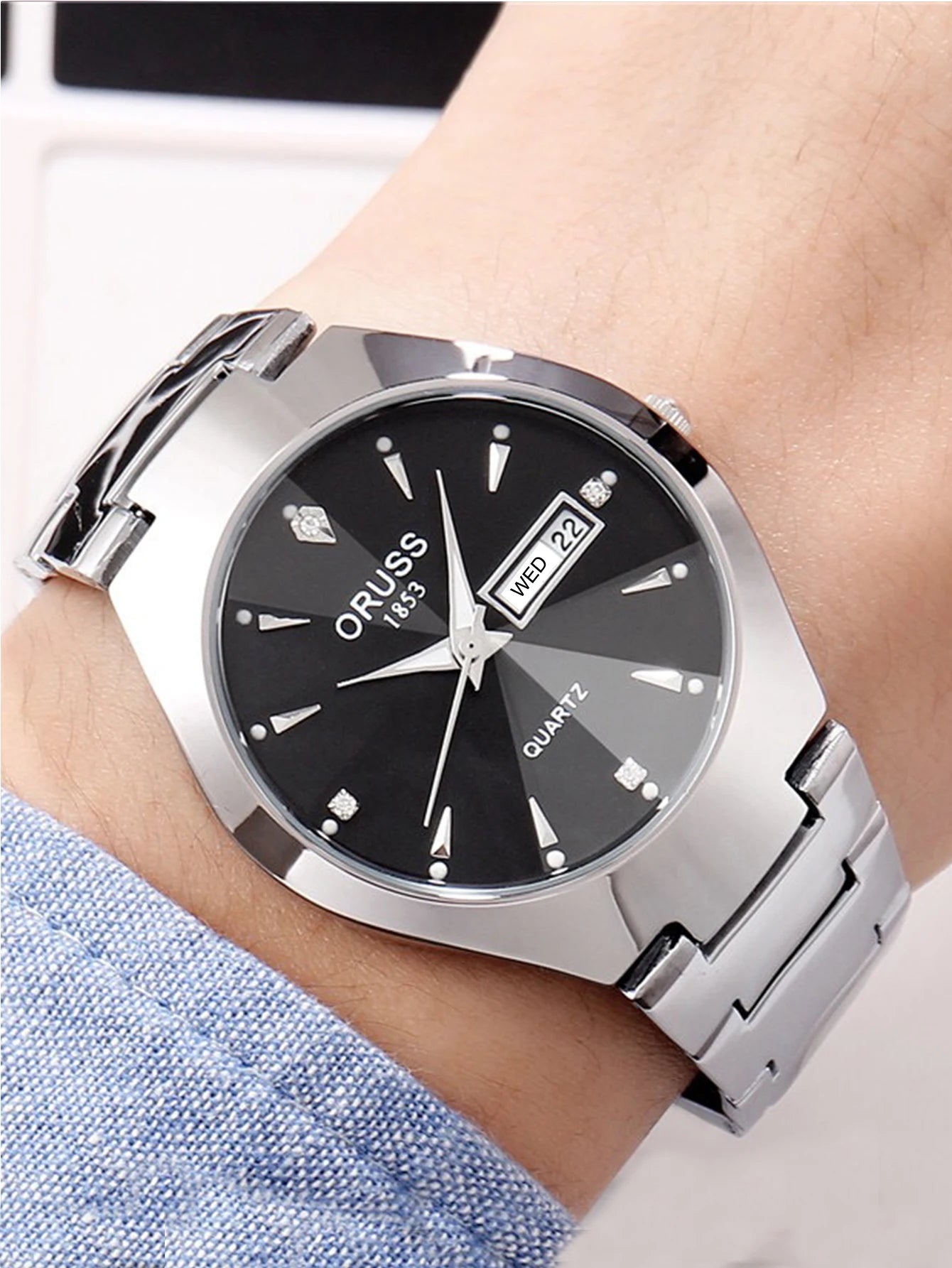 ORUSS-Montre de couple étanche pour hommes et femmes, quartz