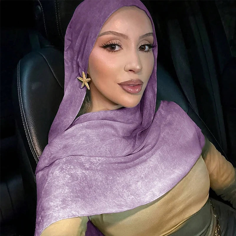 Écharpe en marbre Hijab imprimé aquarelle, Protection solaire douce et respirante