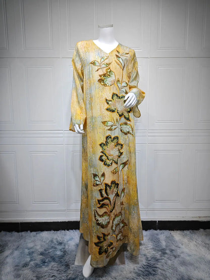 Abayas de luxe de Dubaï, Djellaba de l'Aïd, Robe longue pour femmes  à sequins