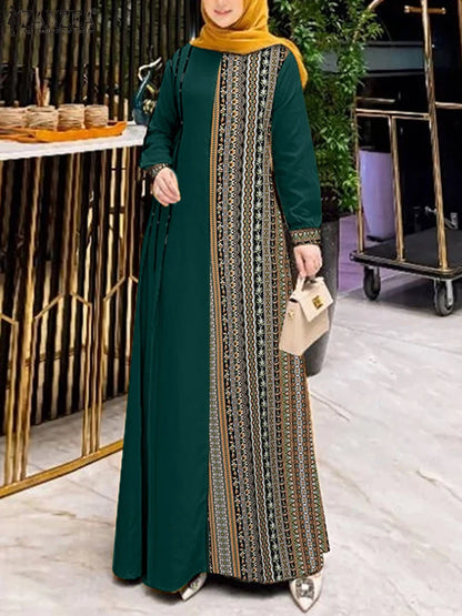 ZANZEA-Robe Maxi à Manches sulf pour Femme, Hijab, Col Rond