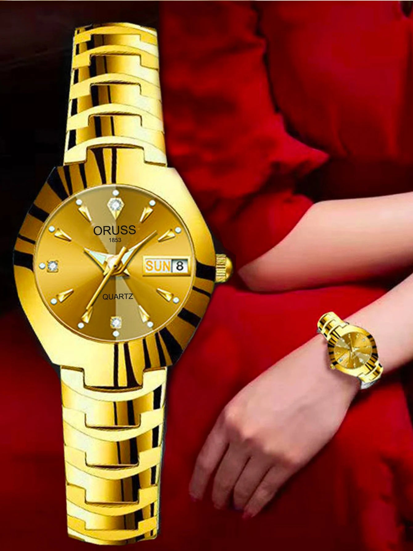 ORUSS-Montre de couple étanche pour hommes et femmes, quartz