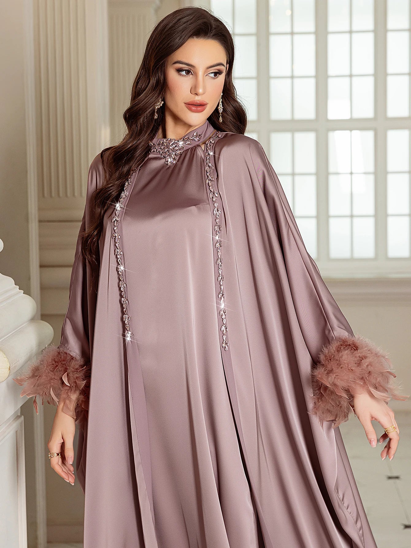 Abayas de luxe pour femmes, Cardigan Kimono en Satin