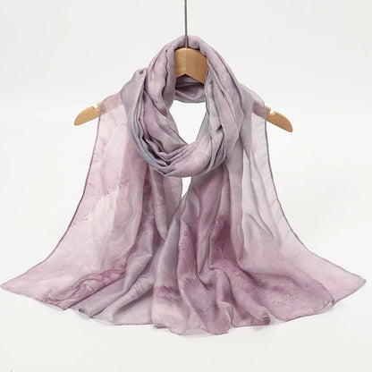 Écharpe en marbre Hijab imprimé aquarelle, Protection solaire douce et respirante