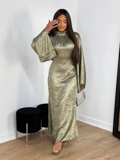 Abaya-Robe de luxe en satin pour femme, caftan kebaya marocain