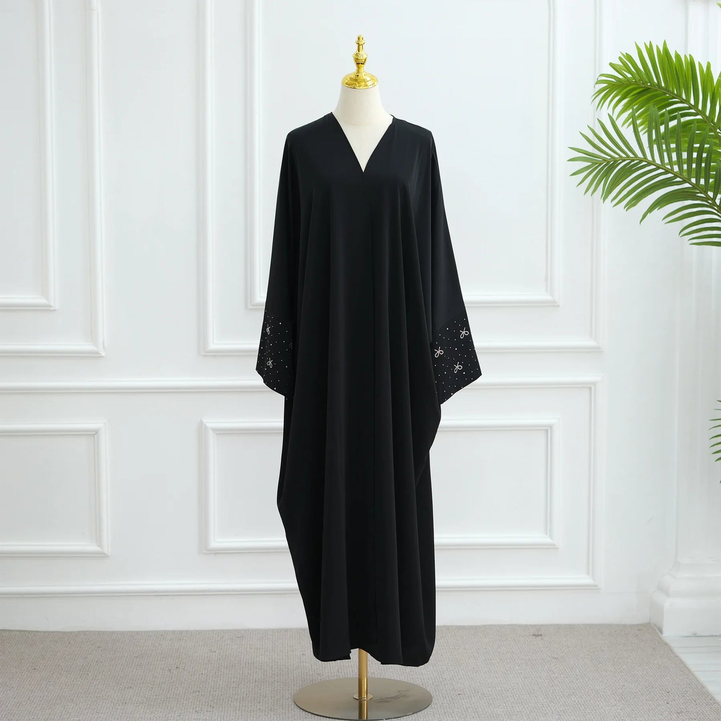 Abaya de luxe de dubaï avec nœud perlé, robe modeste pour femmes élégante