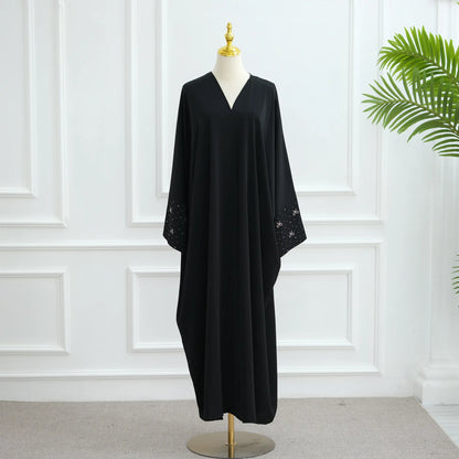 Abaya de luxe de dubaï avec nœud perlé, robe modeste pour femmes élégante