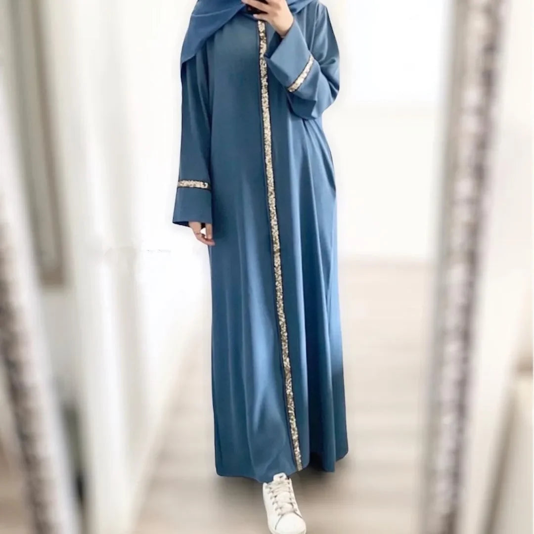Mode Abaya longue Robe pour les femmes élégant épissure paillettes caftan