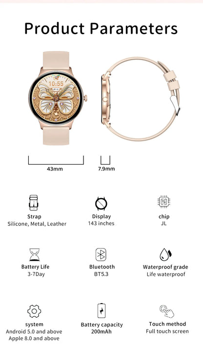 2025 nouvelle montre intelligente pour les femmes cadeau 1.43 pouces