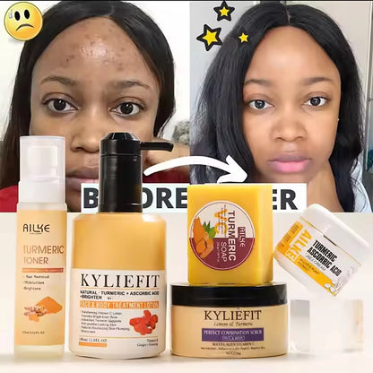 AILKE Ensemble de soins pour la peau blanchissant au curcuma naturel, hydratant