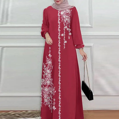 Femmes élégant imprimé fleuri Robe Maxi musulmane Abaya ZANZEA