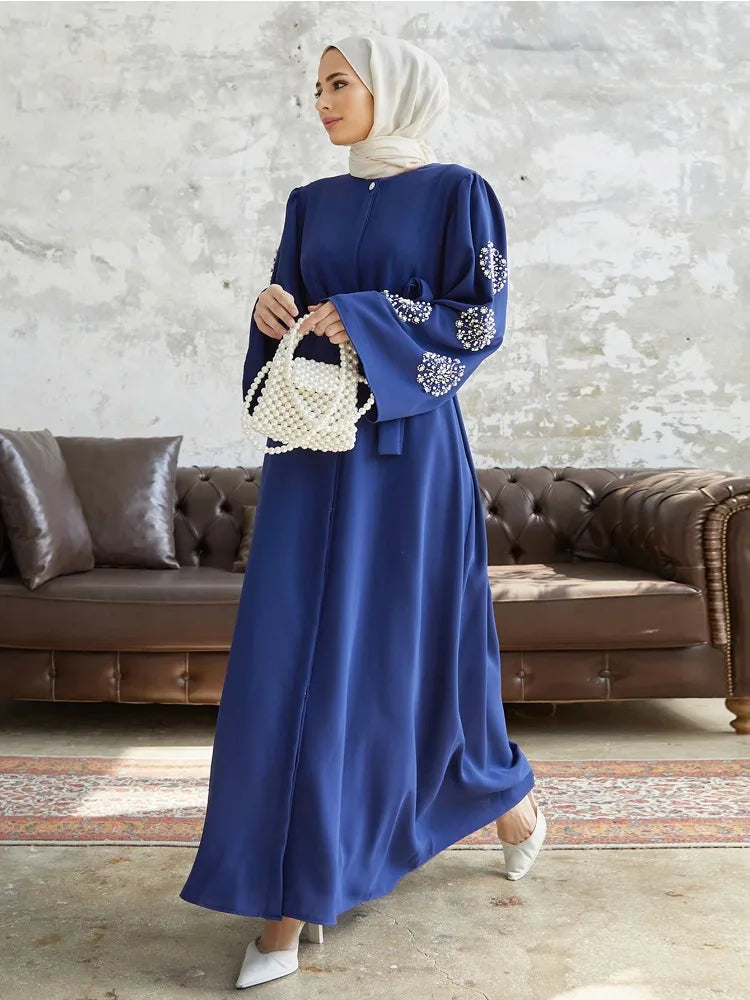 Abaya pour femmes de Dubaï, robe maxi perlée, Kaftan turc