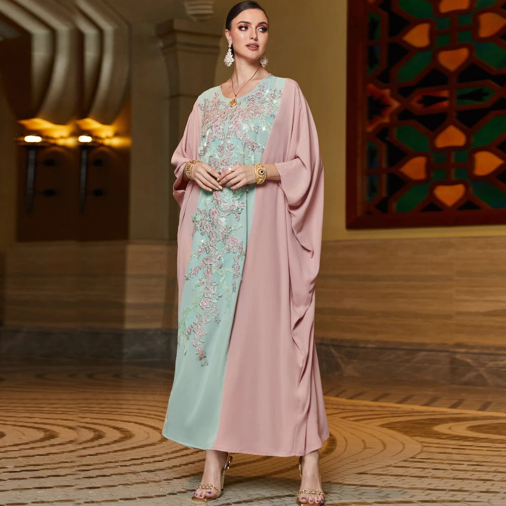 Caftan marocain avec manches chauve-souris, Djellaba de Dubaï