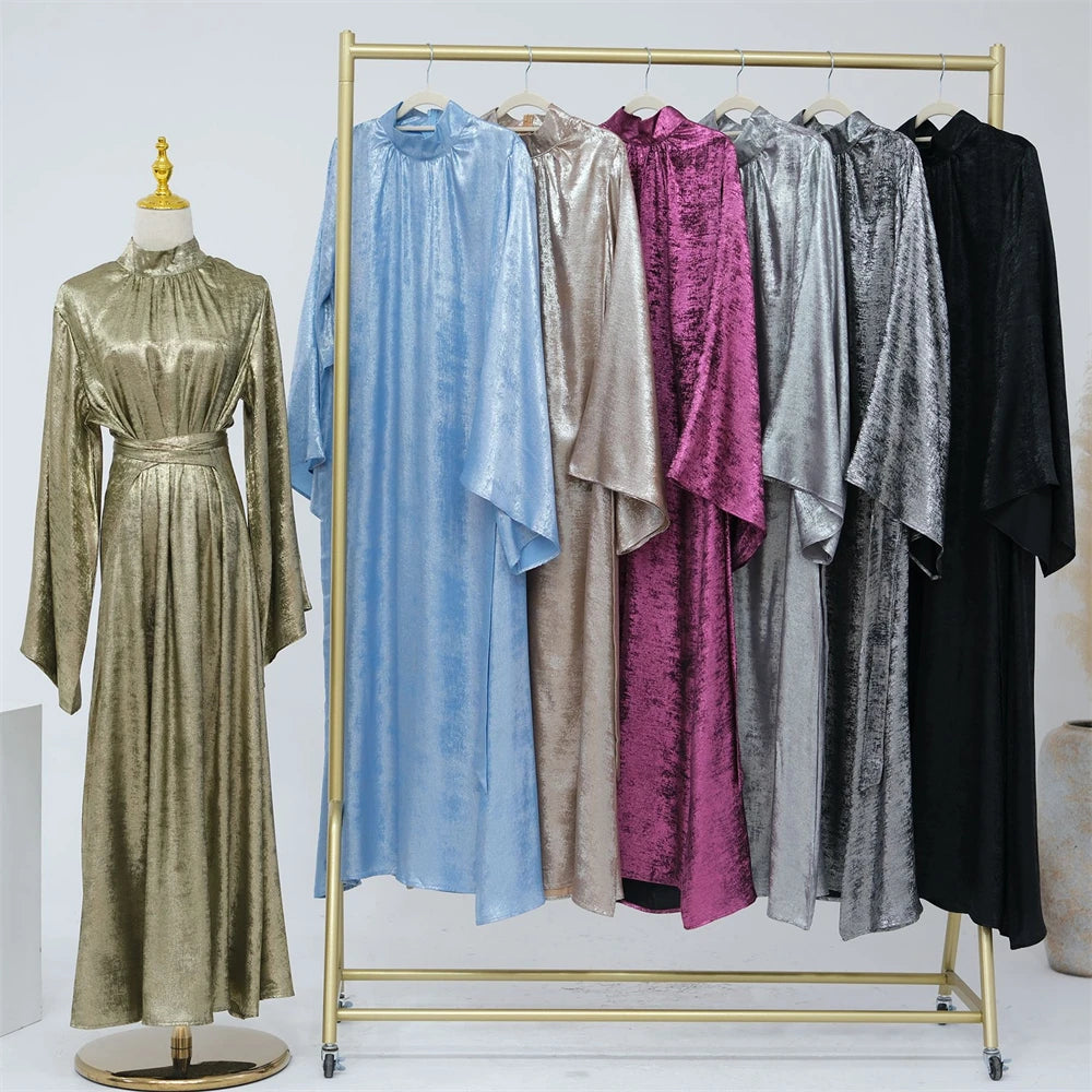Abaya-Robe de luxe en satin pour femme, caftan kebaya marocain