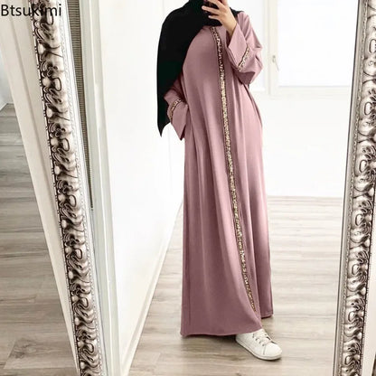 Mode Abaya longue Robe pour les femmes élégant épissure paillettes
