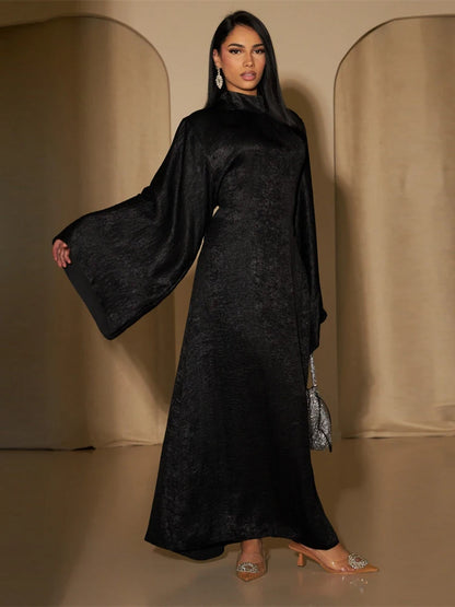 Abaya-Robe de luxe en satin pour femme, caftan kebaya marocain