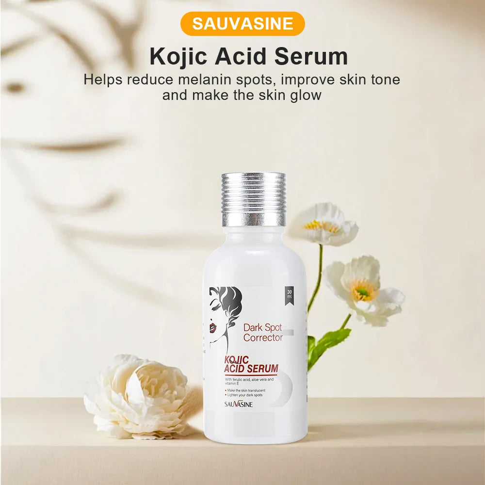 Ensemble de soins pour la peau à l'acide kojique, crème, sérum, nettoyage, savon