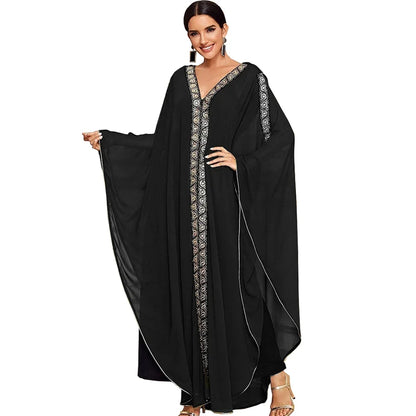 Abaya marocain caftan dubaï robe Maxi à capuche manches chauve-souris