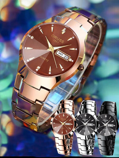 ORUSS-Montre de couple étanche pour hommes et femmes, quartz
