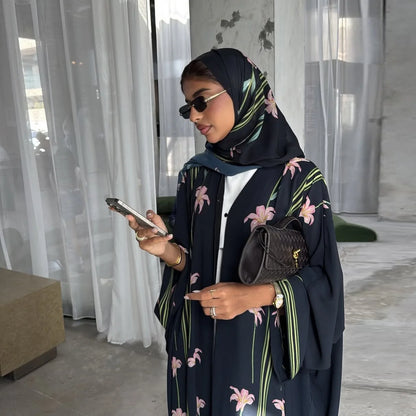 Abaya écharpe imprimé musulman Cardigan robes Abayas caftan