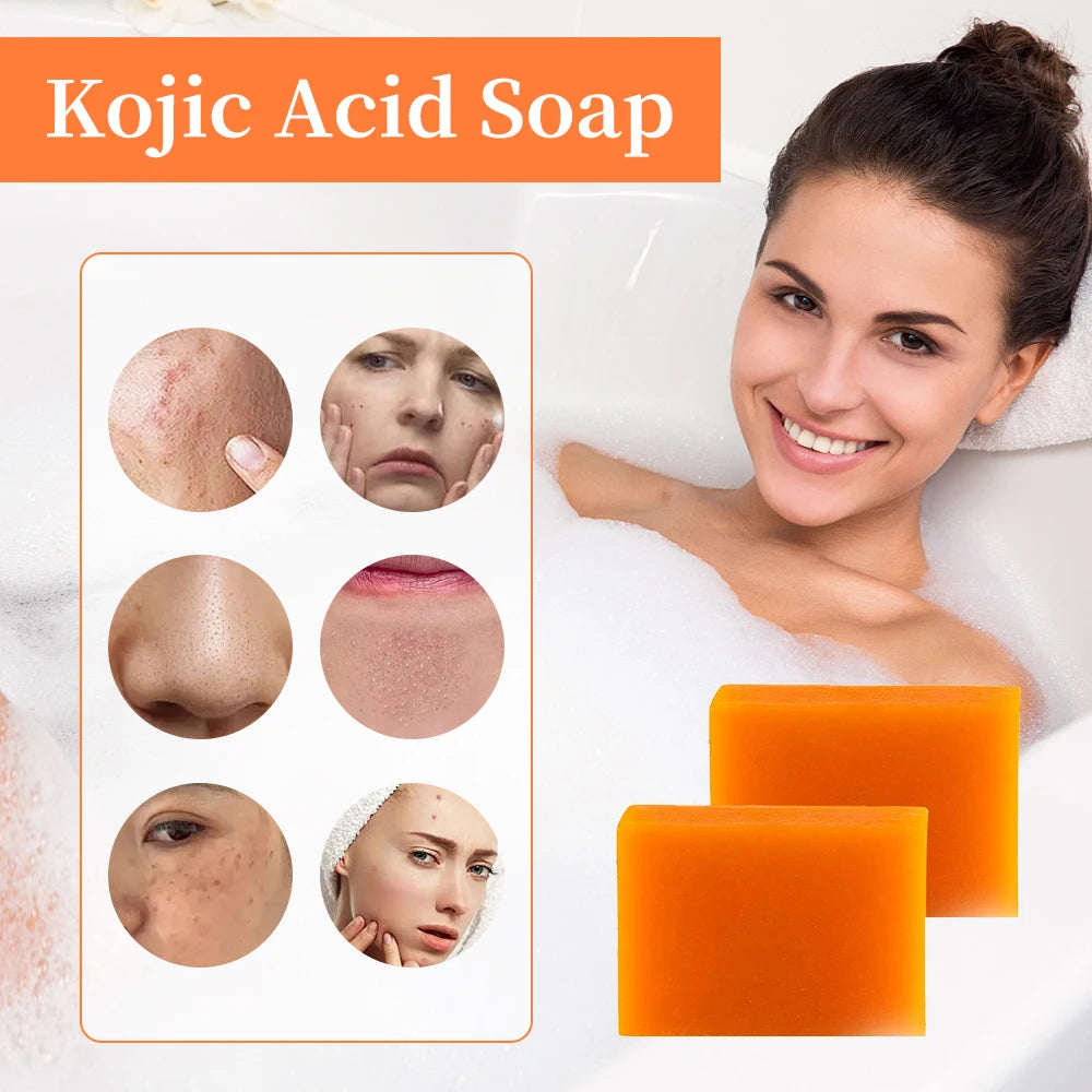 Ensemble de soins pour la peau à l'acide kojique, crème, sérum, nettoyage, savon
