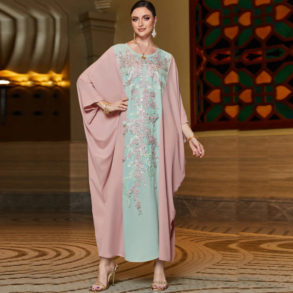 Caftan marocain avec manches chauve-souris, Djellaba de Dubaï