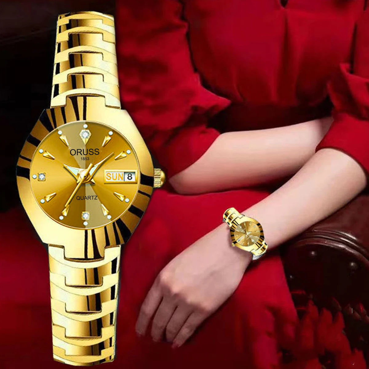 ORUSS-Montre de couple étanche pour hommes et femmes, quartz