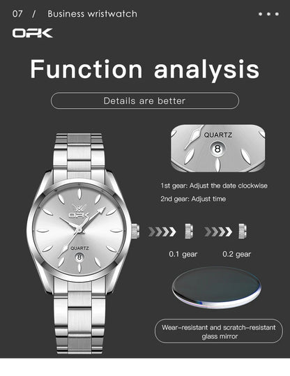 OPK 6038 Couple montres ceinture en acier inoxydable calendrier étanche profond horloge à main