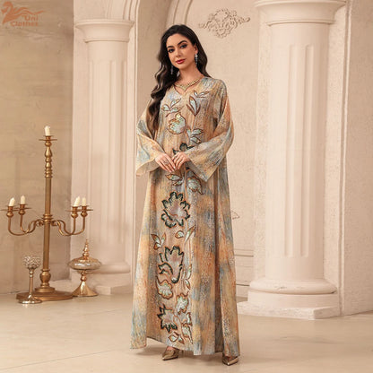 Abayas de luxe de Dubaï, Djellaba de l'Aïd, Robe longue pour femmes  à sequins