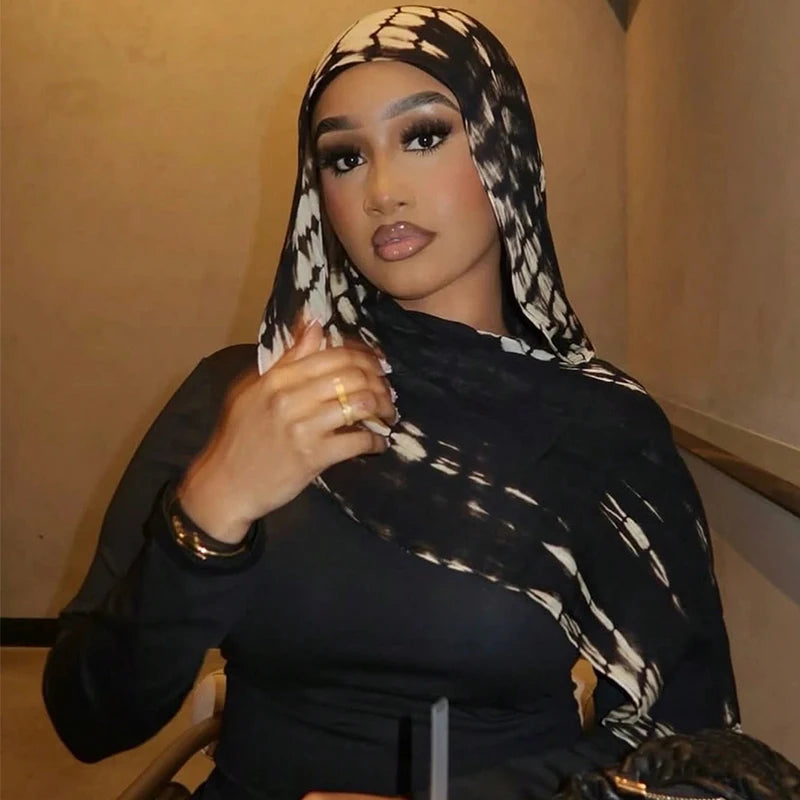 Écharpe en marbre Hijab imprimé aquarelle, Protection solaire douce et respirante